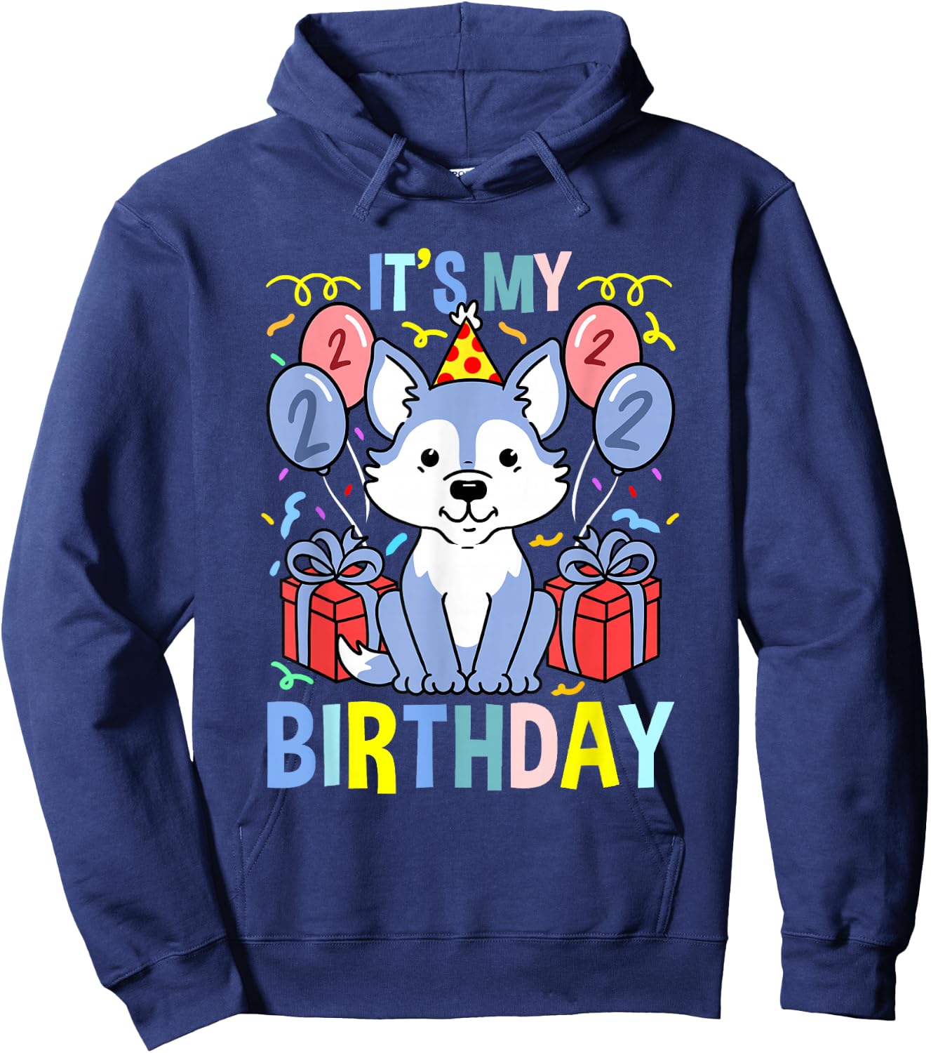 Its My 2nd Birthday Wolf Hoodie - Hoodie | Navy