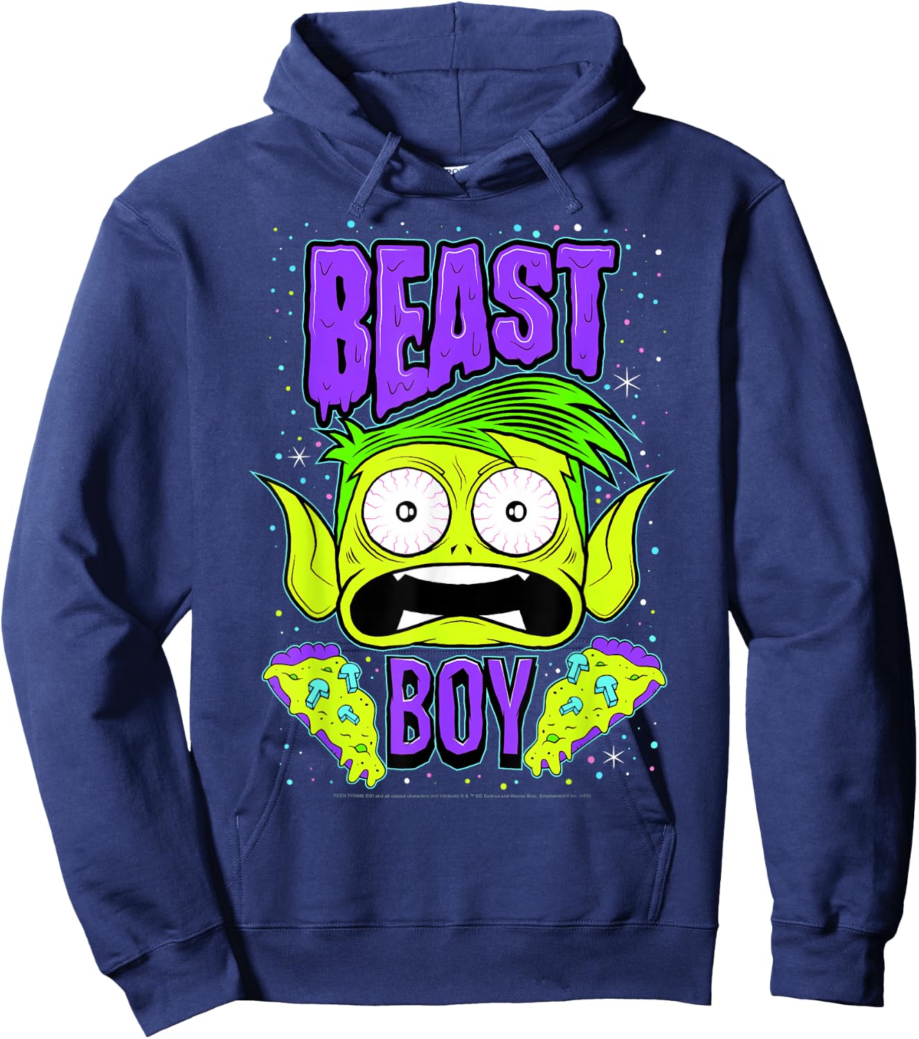 DC Comics Teen Titans Go! Beast Boy Pizza Portrait Hoodie - Hoodie | Navy
