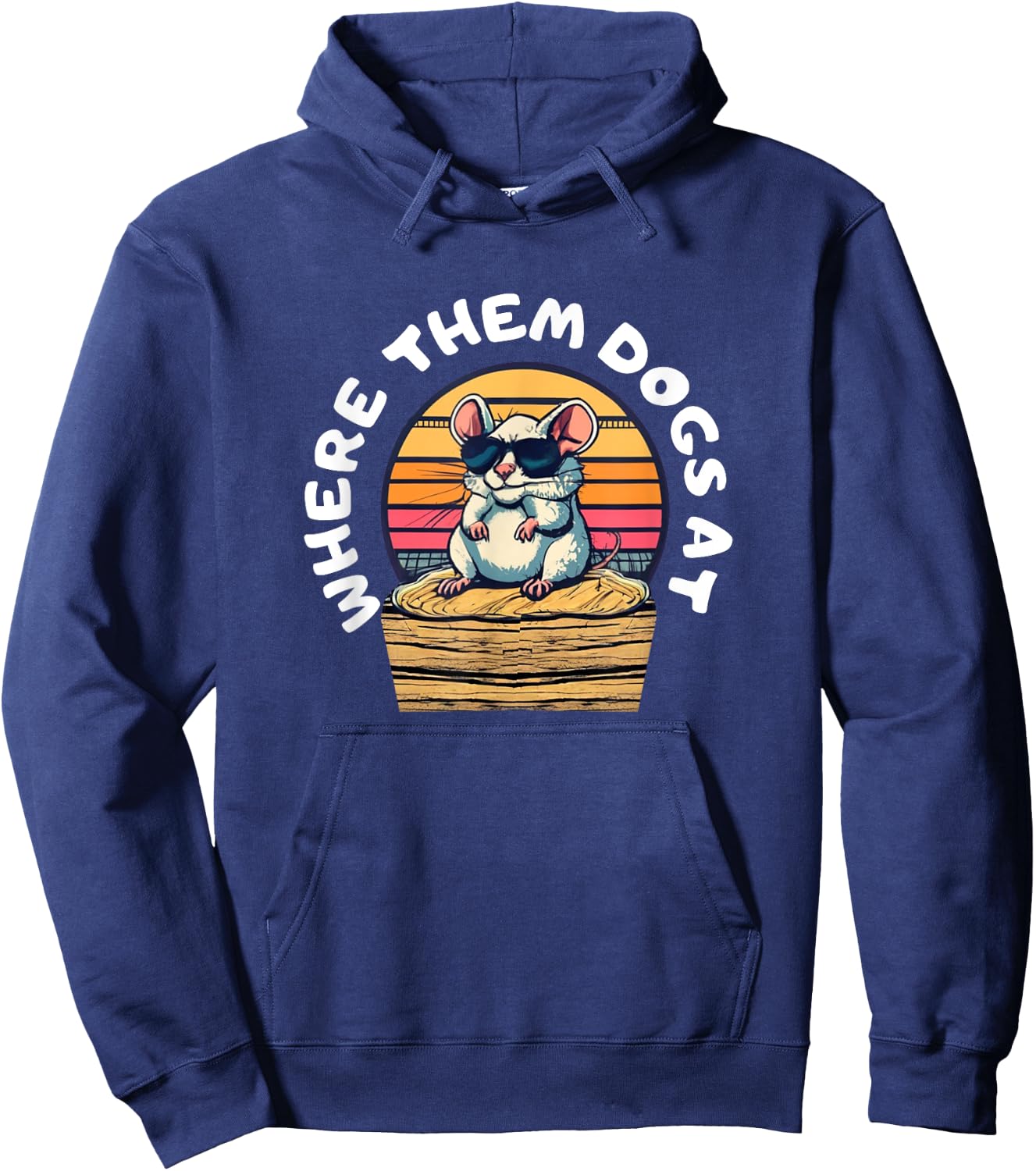 Funny Rat hunting - cute rat in sunglasses looking for dogs Hoodie - Hoodie | Navy