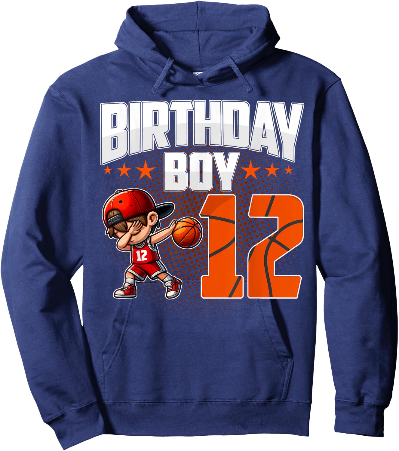 12th Birthday Boy Basketball 12 Years Old Boy Birthday Hoodie - Hoodie | Navy