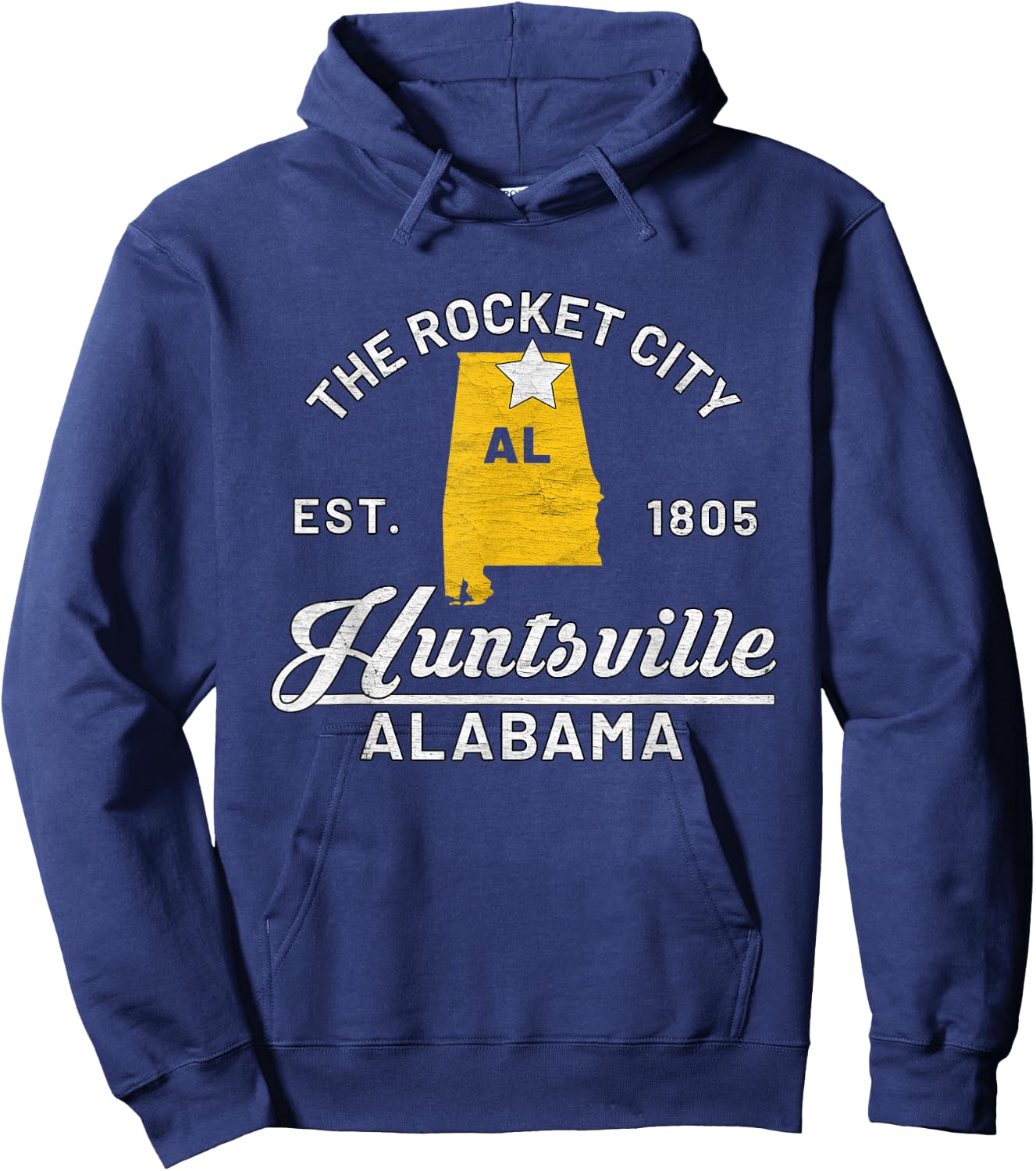 Huntsville Alabama Al Vintage The Rocket City Souvenir Gift Hoodie - Hoodie | Navy