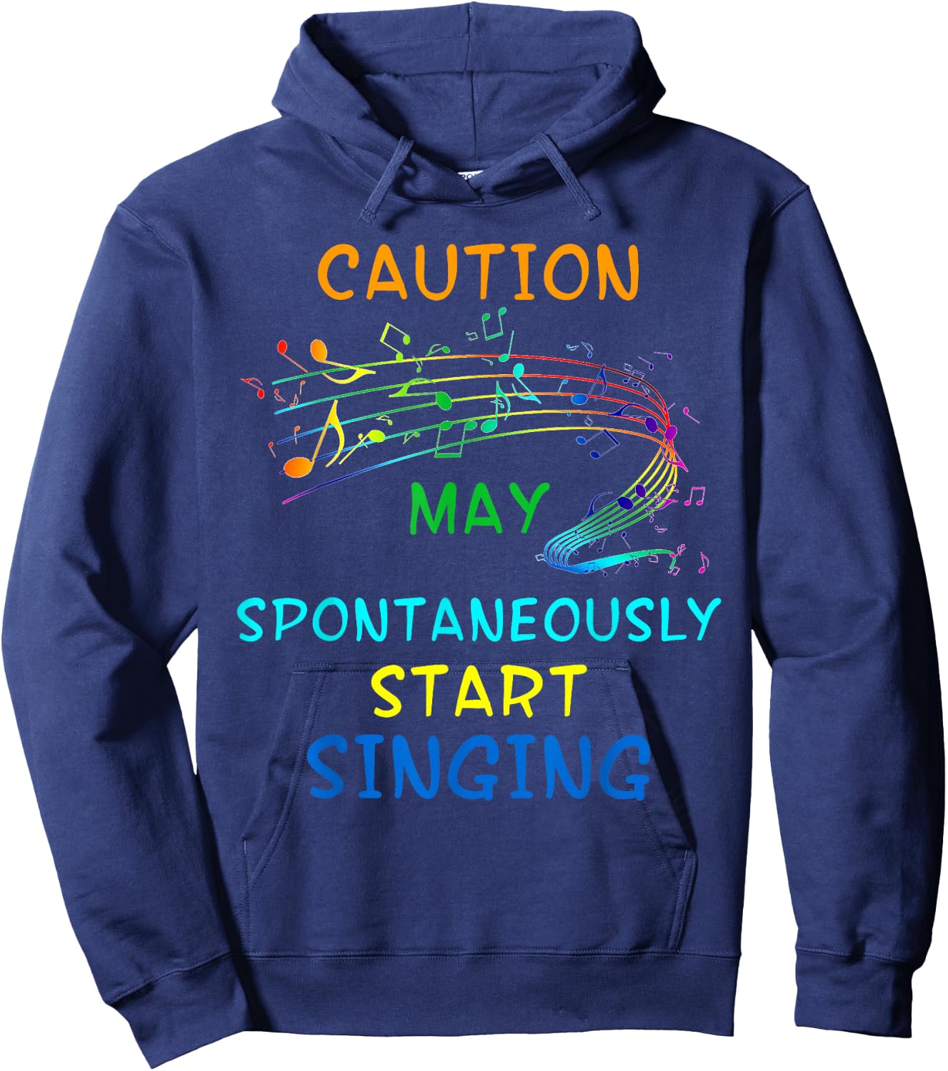 Singing Music Lover T Shirt Gift - Caution May Start Singing Hoodie - Hoodie | Navy
