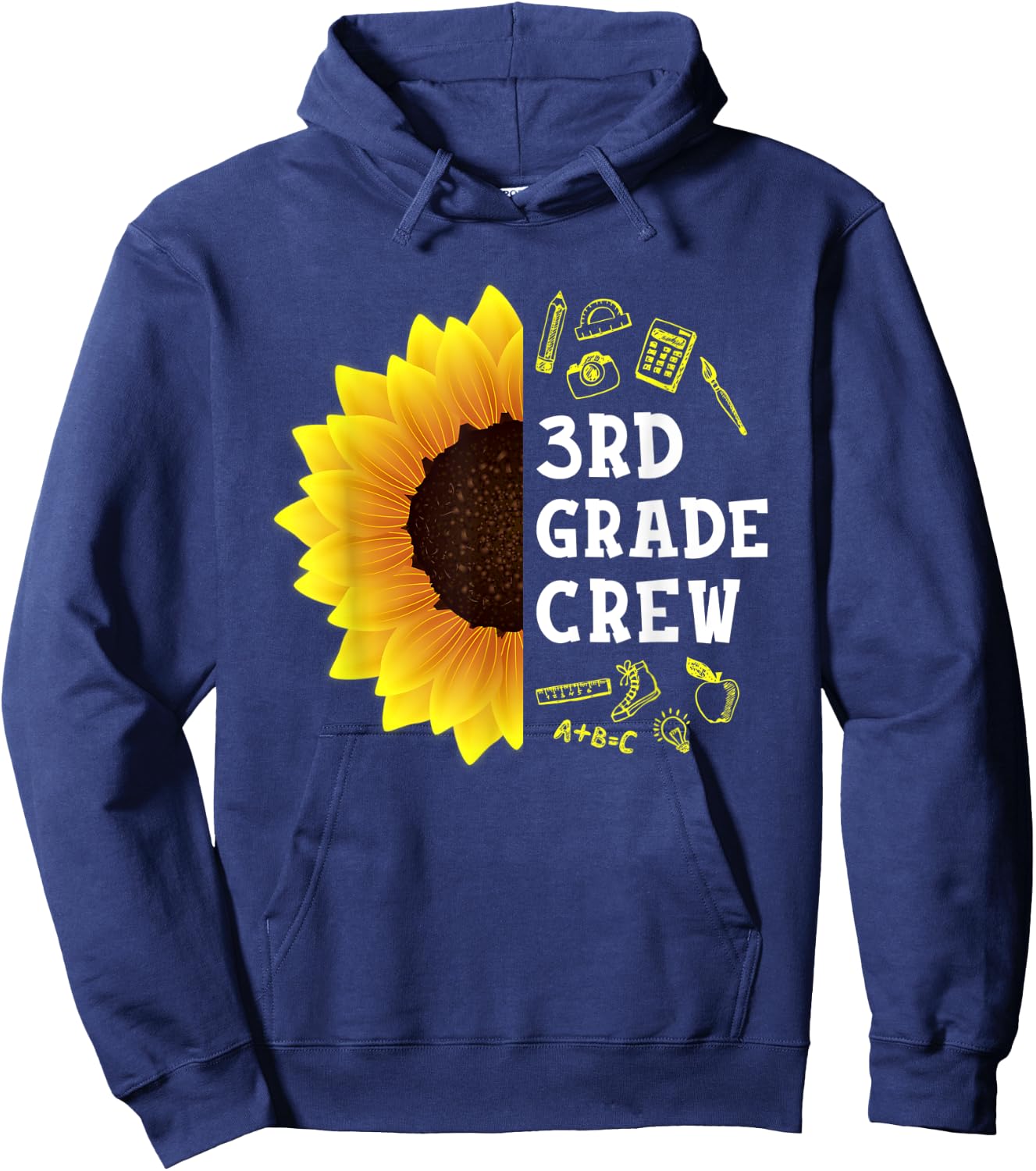 Sunflower 3rd Grade Crew Students Kids Team Back To School Hoodie - Hoodie | Navy