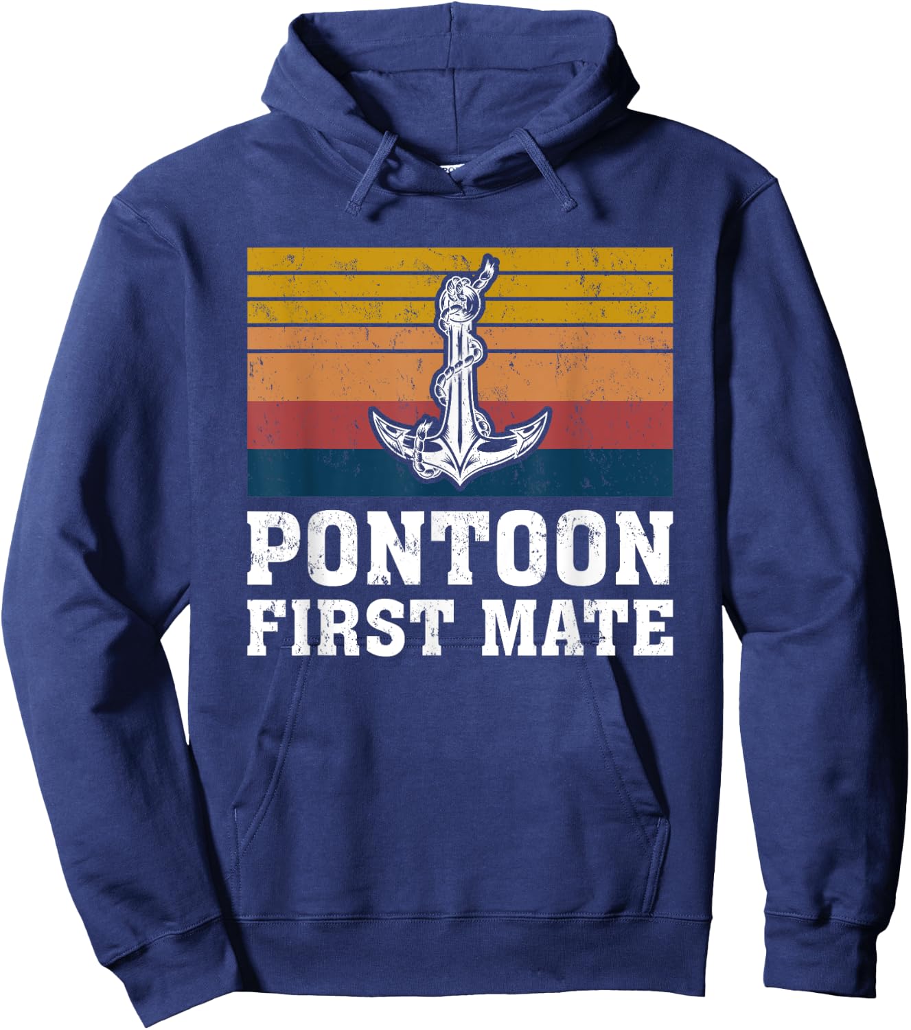 Pontoon Captain Vintage Retro Pontoon First Mate Hoodie - Hoodie | Navy