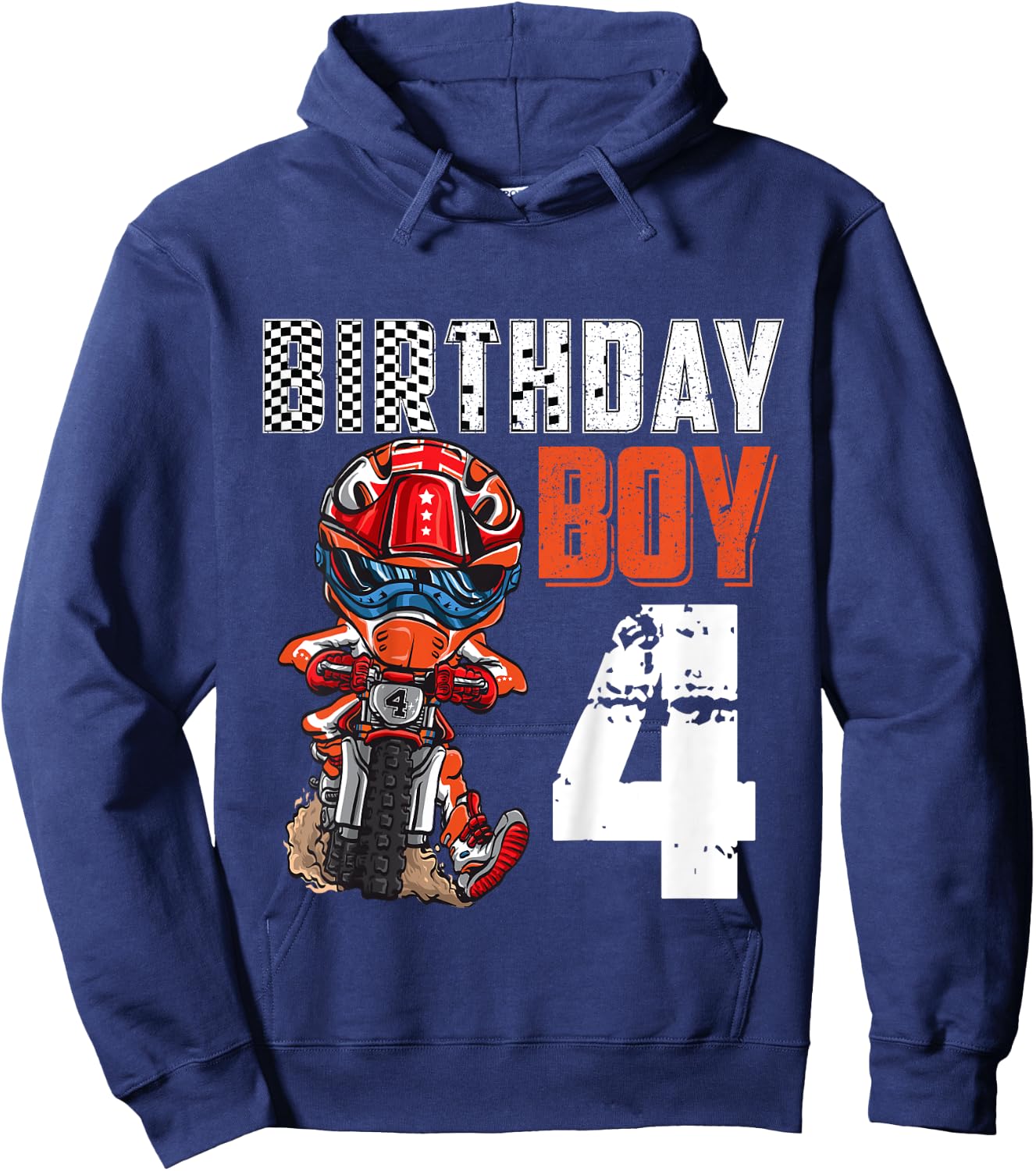 Motocross MX 4th Gift 4 Year Old Dirt Bike Birthday Party Hoodie - Hoodie | Navy