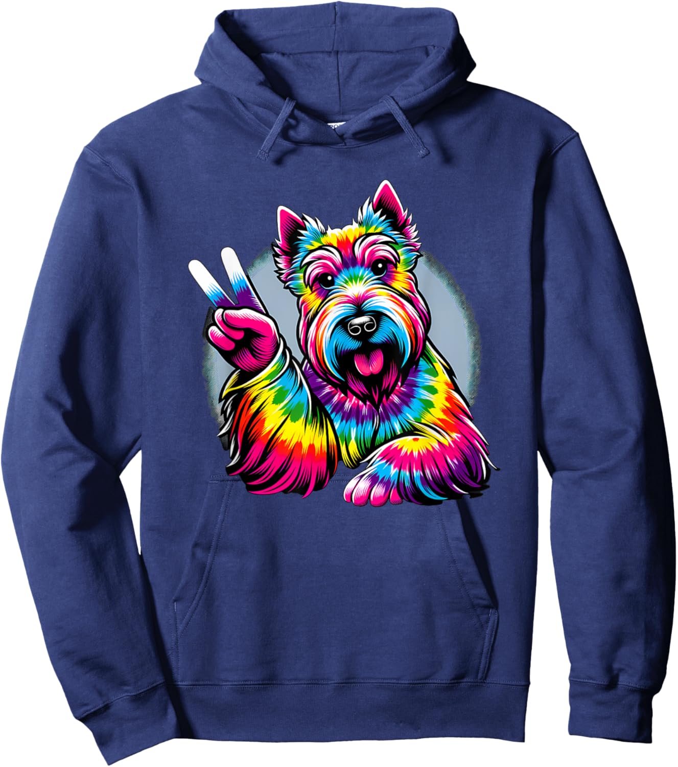 Peace Sign Tie Dye Scottish Terrier dog Women Kids Hoodie - Hoodie | Navy