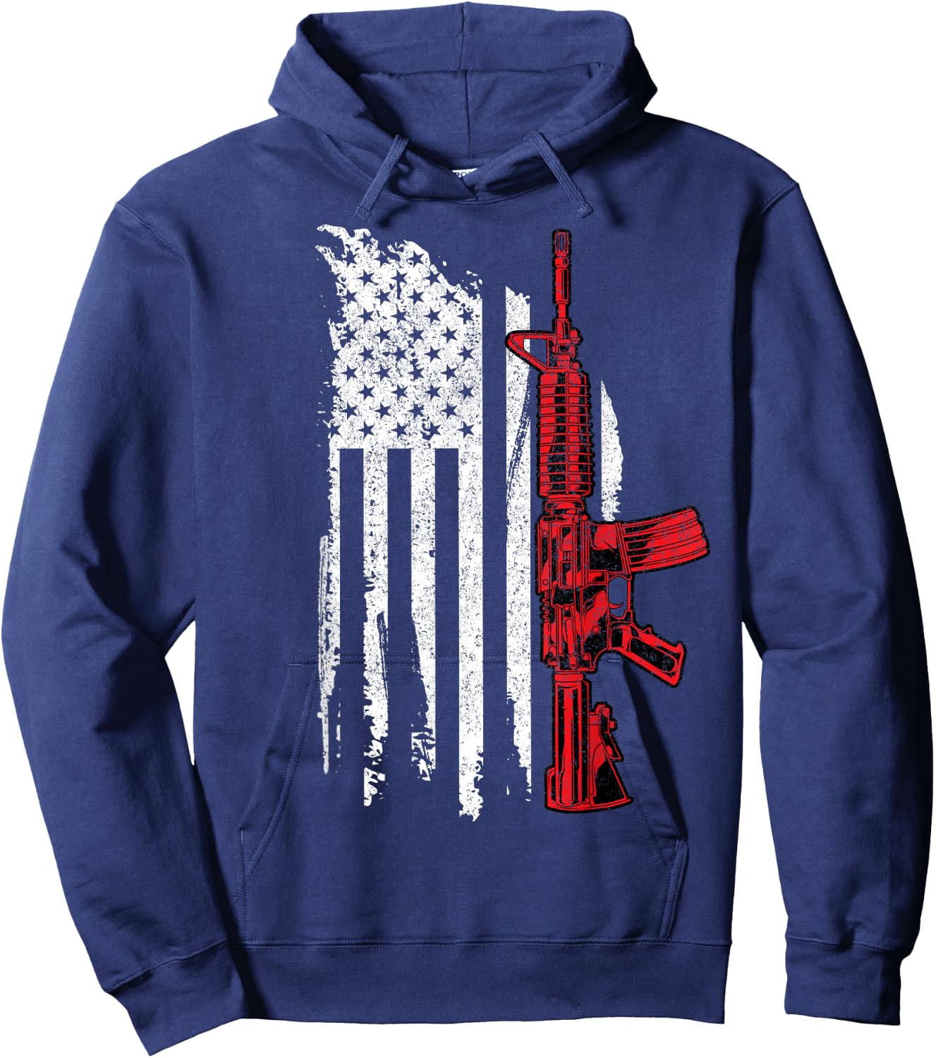 AR-15 Assault Rifle USA Flag Gun T Thin Red Line Men Hoodie - Hoodie | Navy