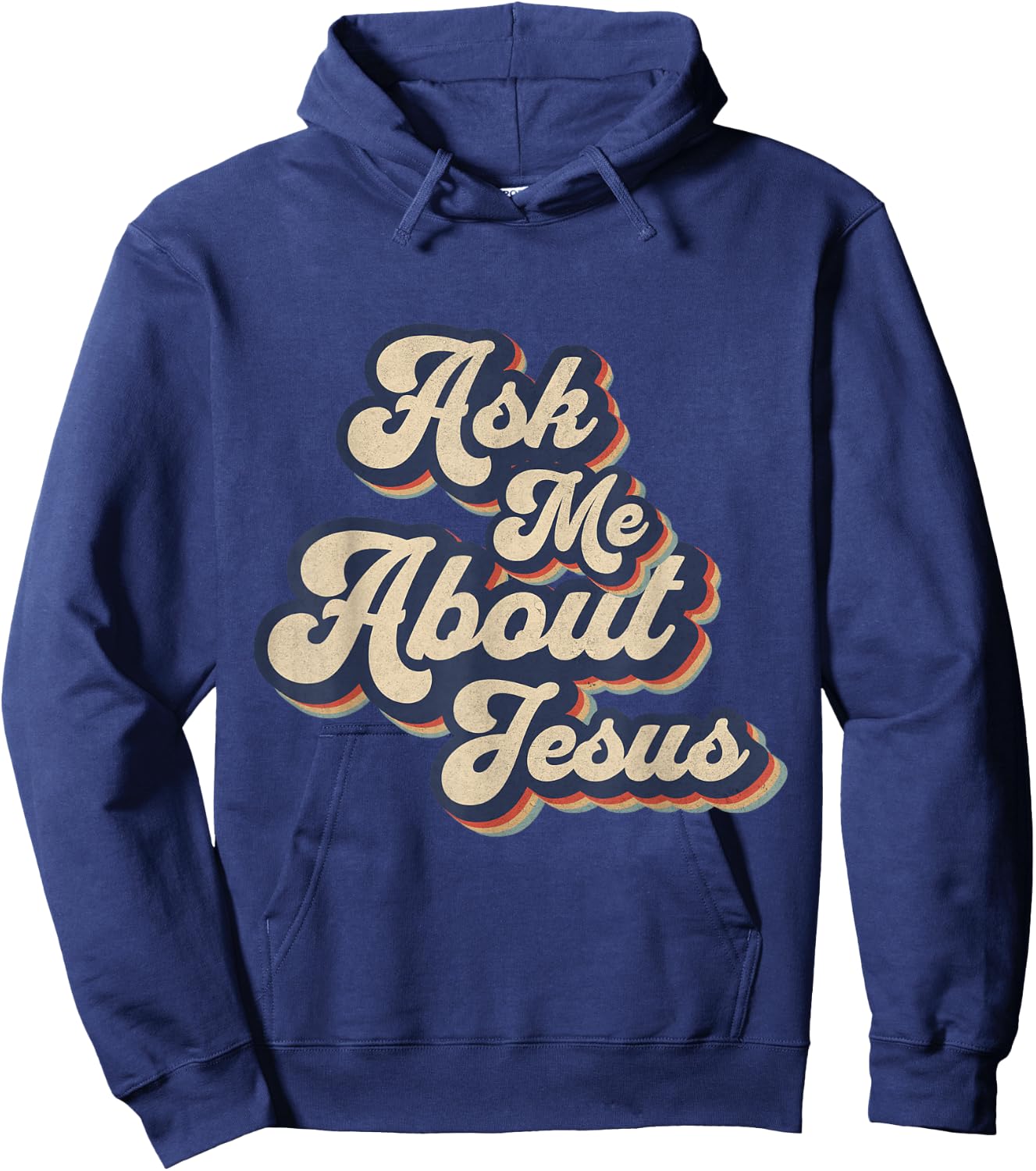 Ask Me About Jesus Retro Religious Christian Design Hoodie - Hoodie | Navy