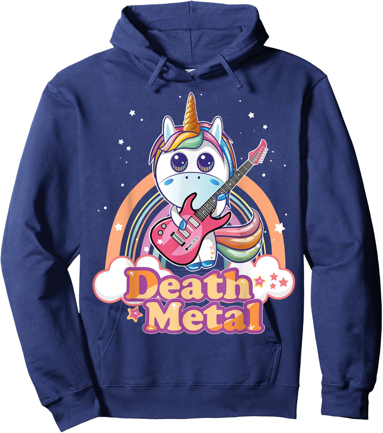 Cute Death Metal Unicorn Hard Rock Heavy Metal Music Hoodie - Hoodie | Navy