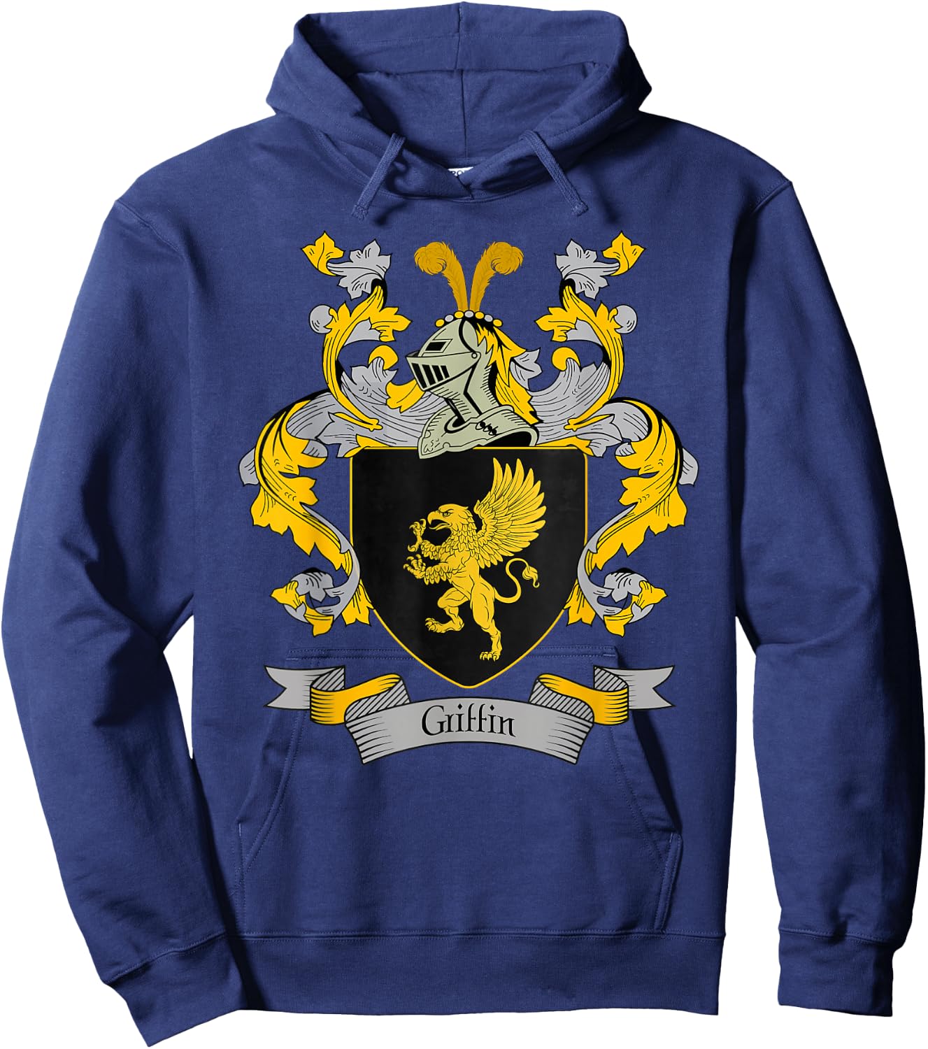 Griffin Coat of Arms | Griffin Surname Family Crest Hoodie - Hoodie | Navy