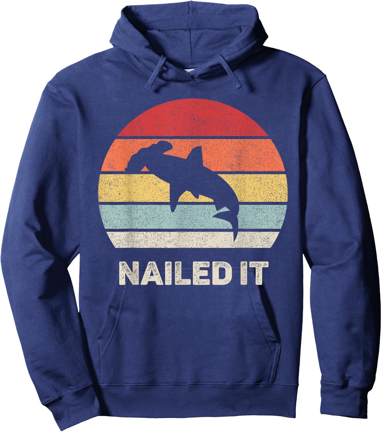 Retro Nailed It Hammerhead Shark Funny Shark Hoodie - Hoodie | Navy