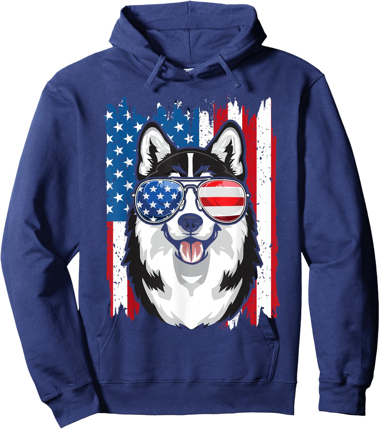 Husky 4th of July Men Siberian Husky Dog Love Owner Huskies Hoodie - Hoodie | Navy