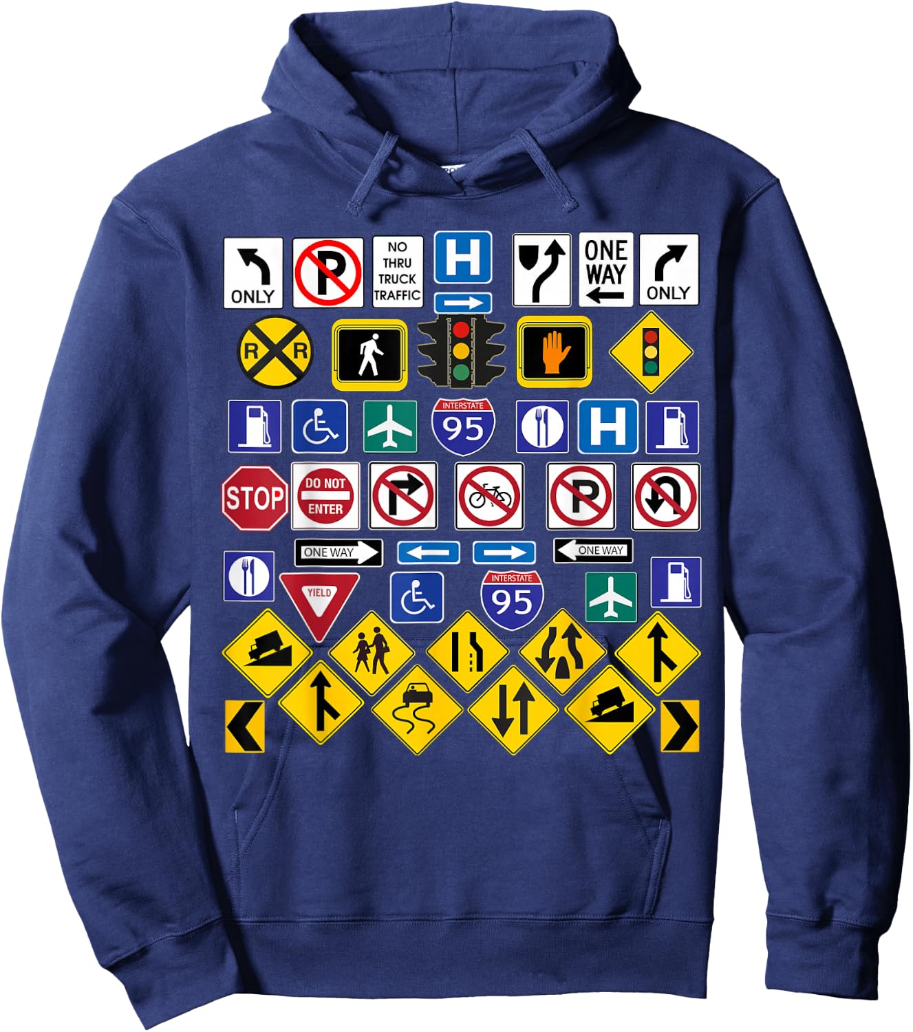 Road Signs, Warning Signs Hoodie - Hoodie | Navy