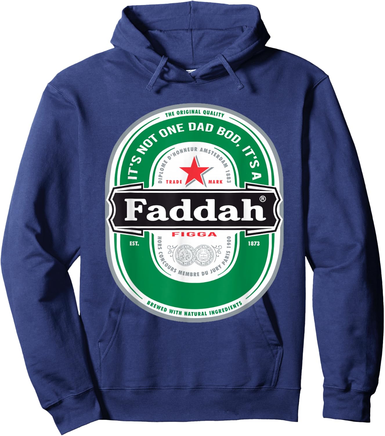 Funny Fathers Day Dad Bod Hawaiian Hawaii Pidgin Heine Beer Hoodie - Hoodie | Navy