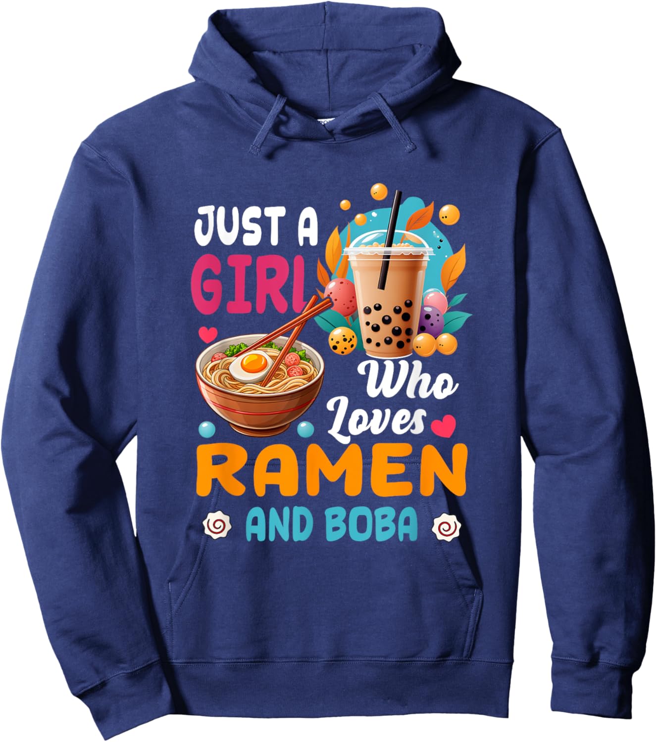 Just Girl Who Loves Ramen And Boba Bubble Tea Japanese Hoodie - Hoodie | Navy