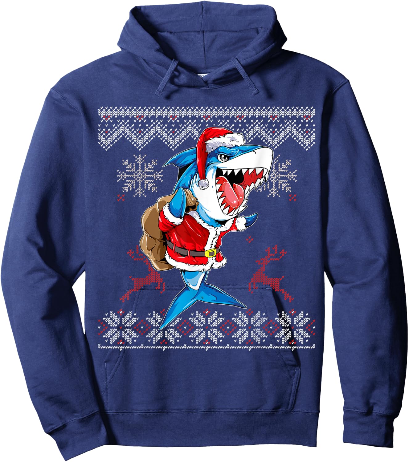Christmas Shark Jawlly Santa Merry Xmas Sharkmas Baking Hoodie - Hoodie | Navy
