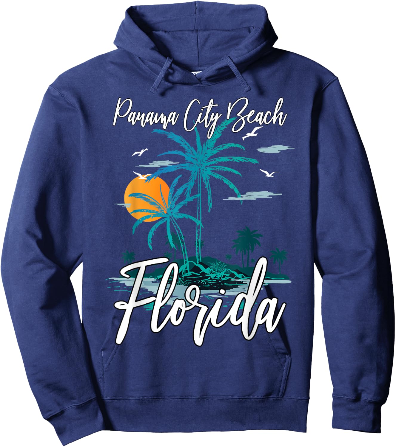 Family Vacation Retro Sunset Florida Panama City Beach Men Women Girls Kids Hoodie - Hoodie | Navy