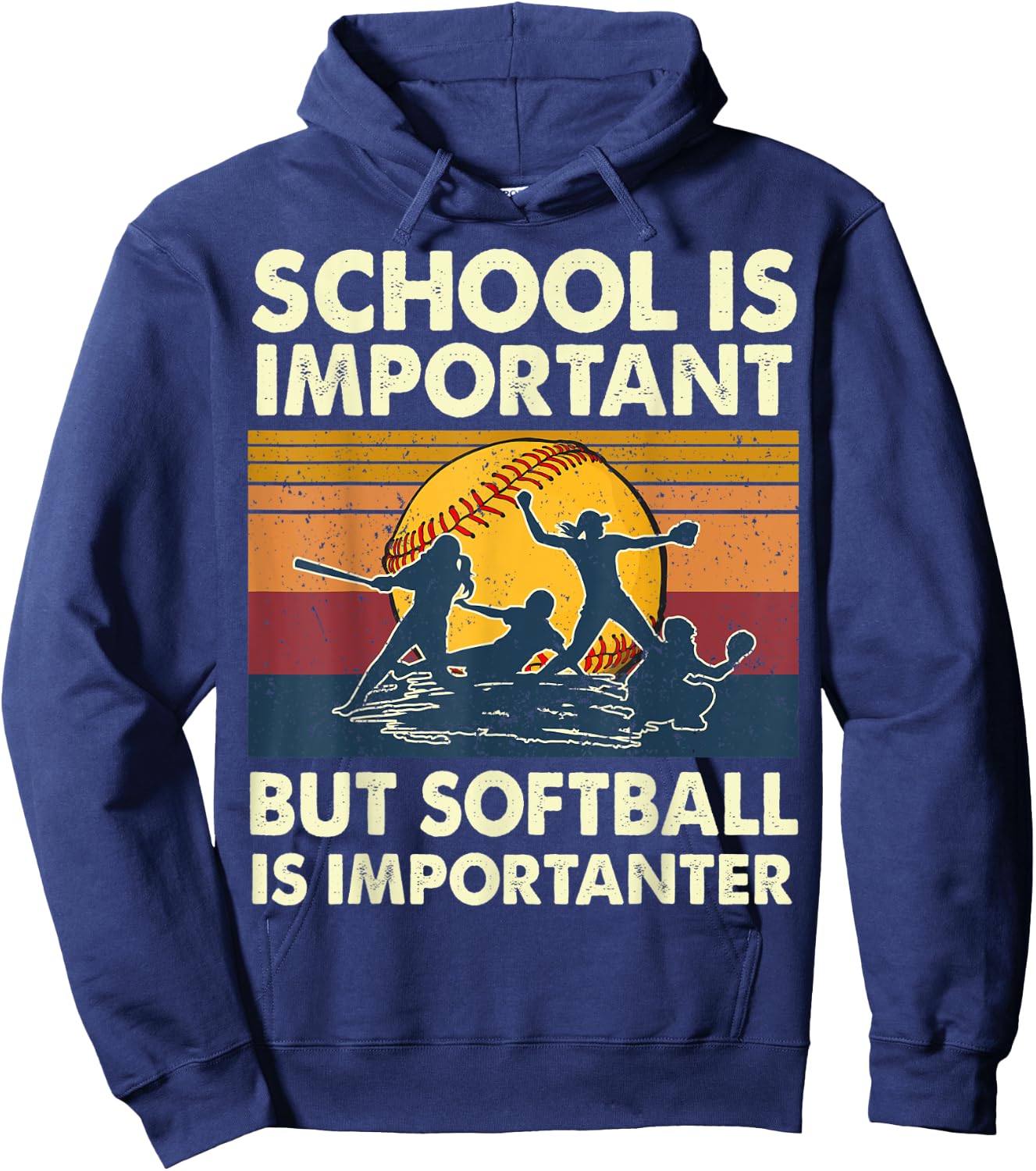 School Is Important But Softball Is Importanter Funny Player Hoodie - Hoodie | Navy