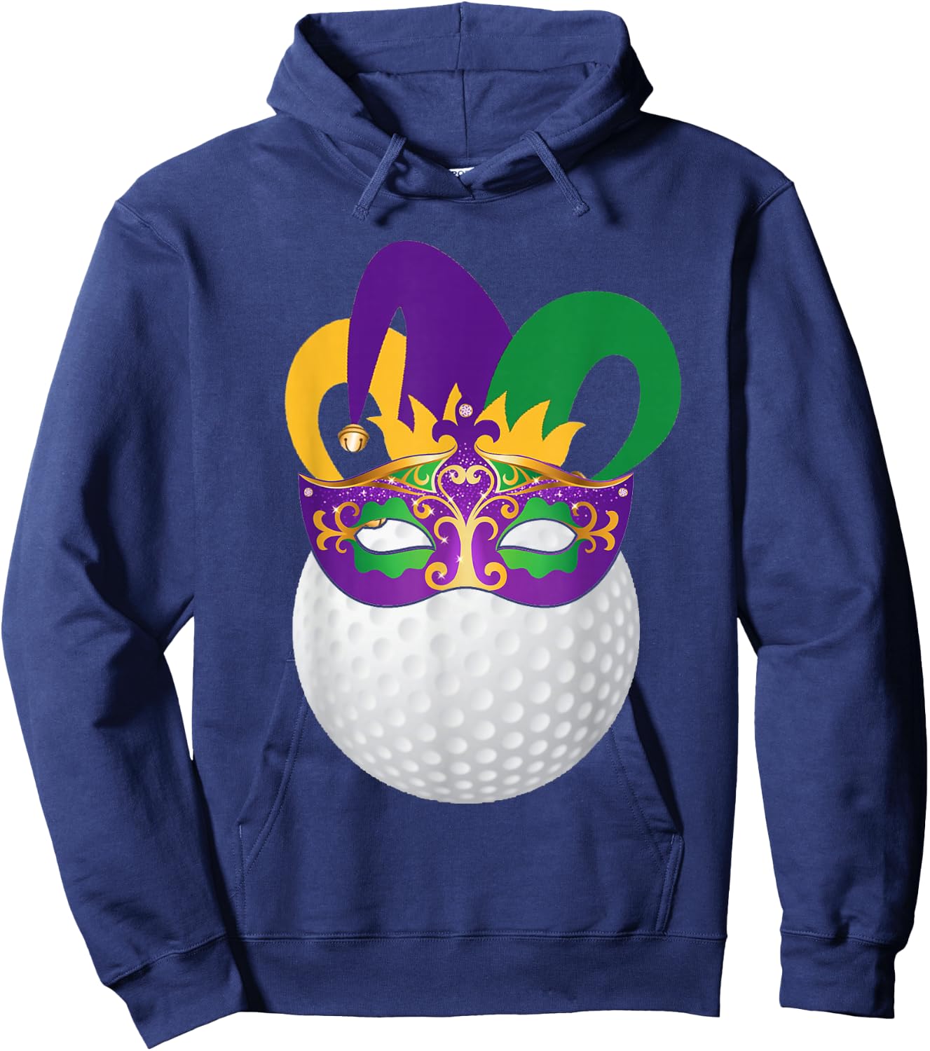 Golf Wearing Mardi Gras Carnival Mask Golf Lover Hoodie - Hoodie | Navy