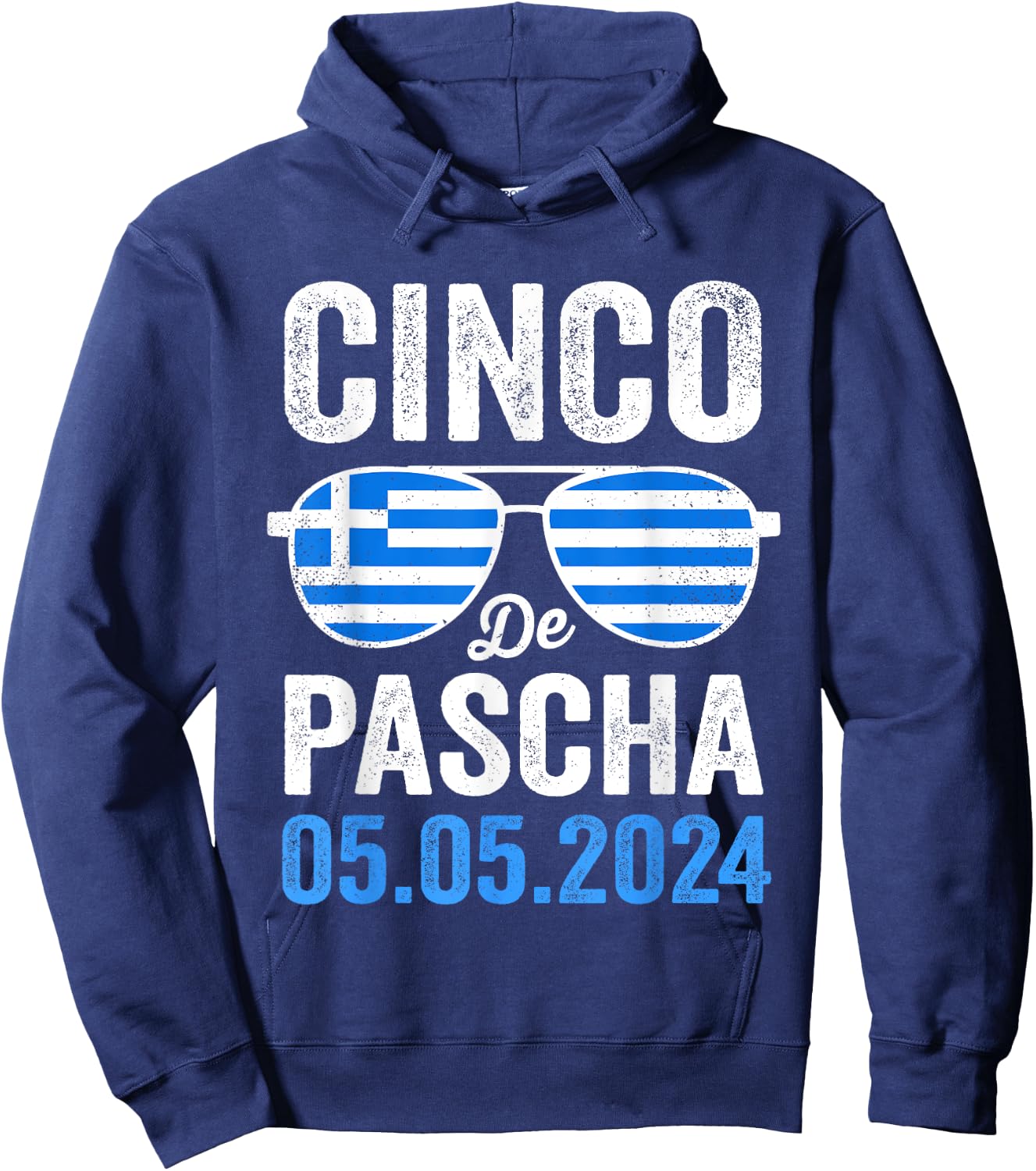 Cinco De Pascha Greece Flag Funny Greek Easter Cinco de Mayo Hoodie - Hoodie | Navy