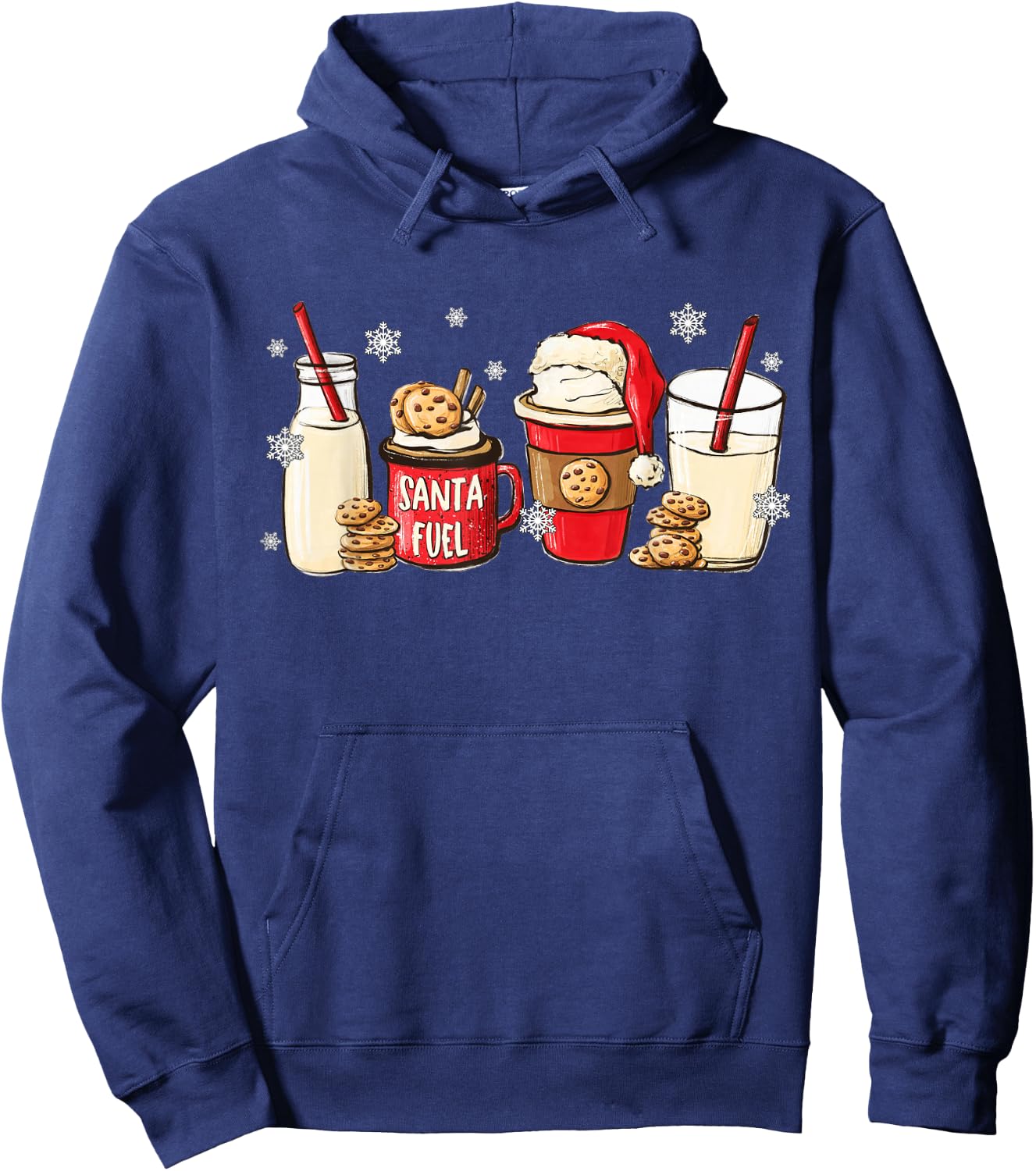 Funny Santa Fuel Christmas Milk Iced Latte Snow Cookies Xmas Hoodie - Hoodie | Navy