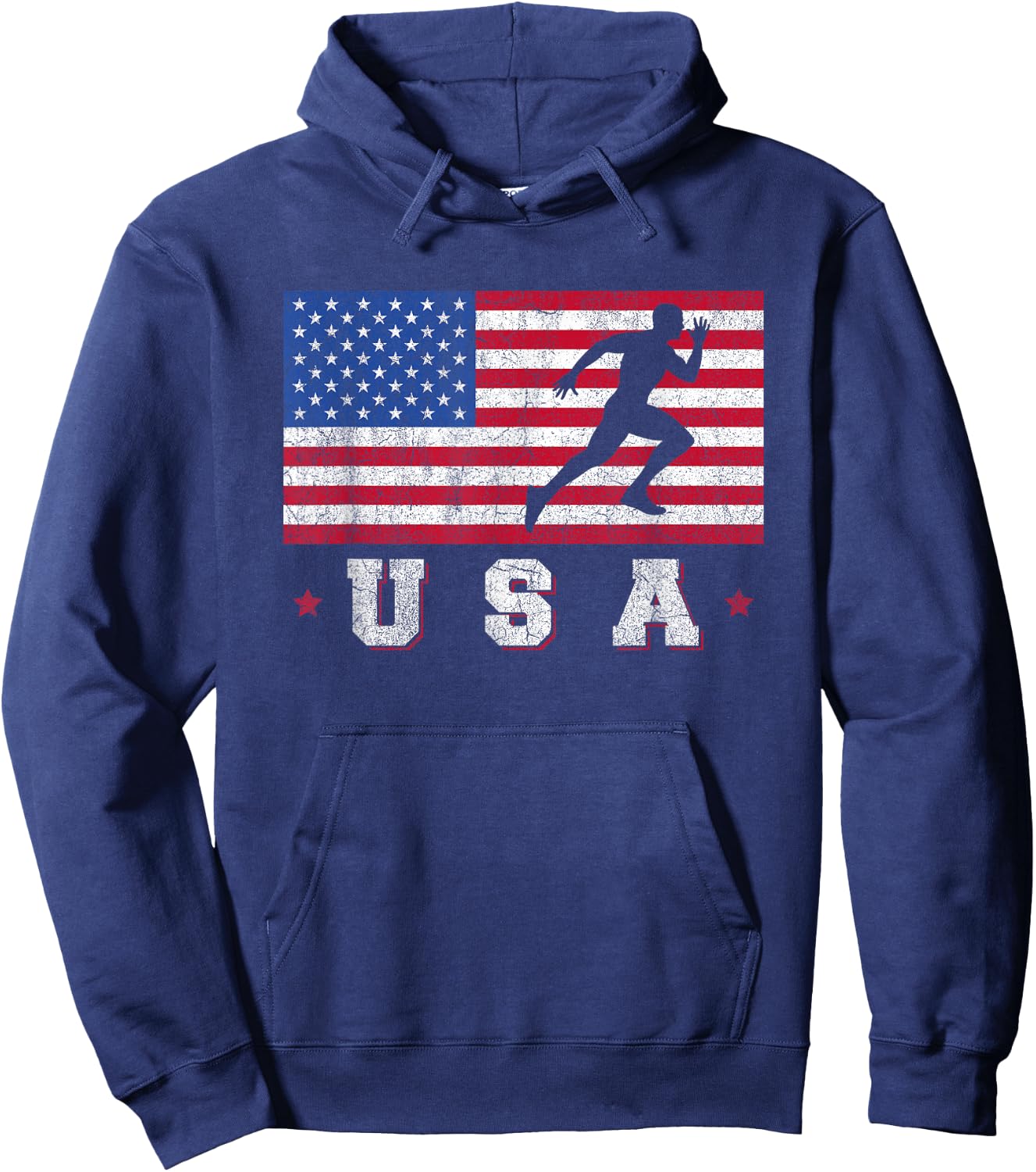 Patriotic Sports Gift American USA Flag Track And Field Hoodie - Hoodie | Navy