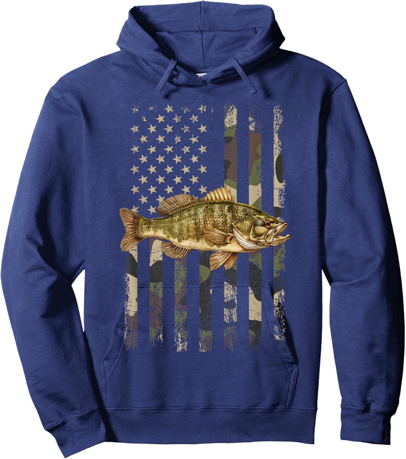 Smallmouth American Flag, smallmouth bass Women Kids Men Hoodie - Hoodie | Navy