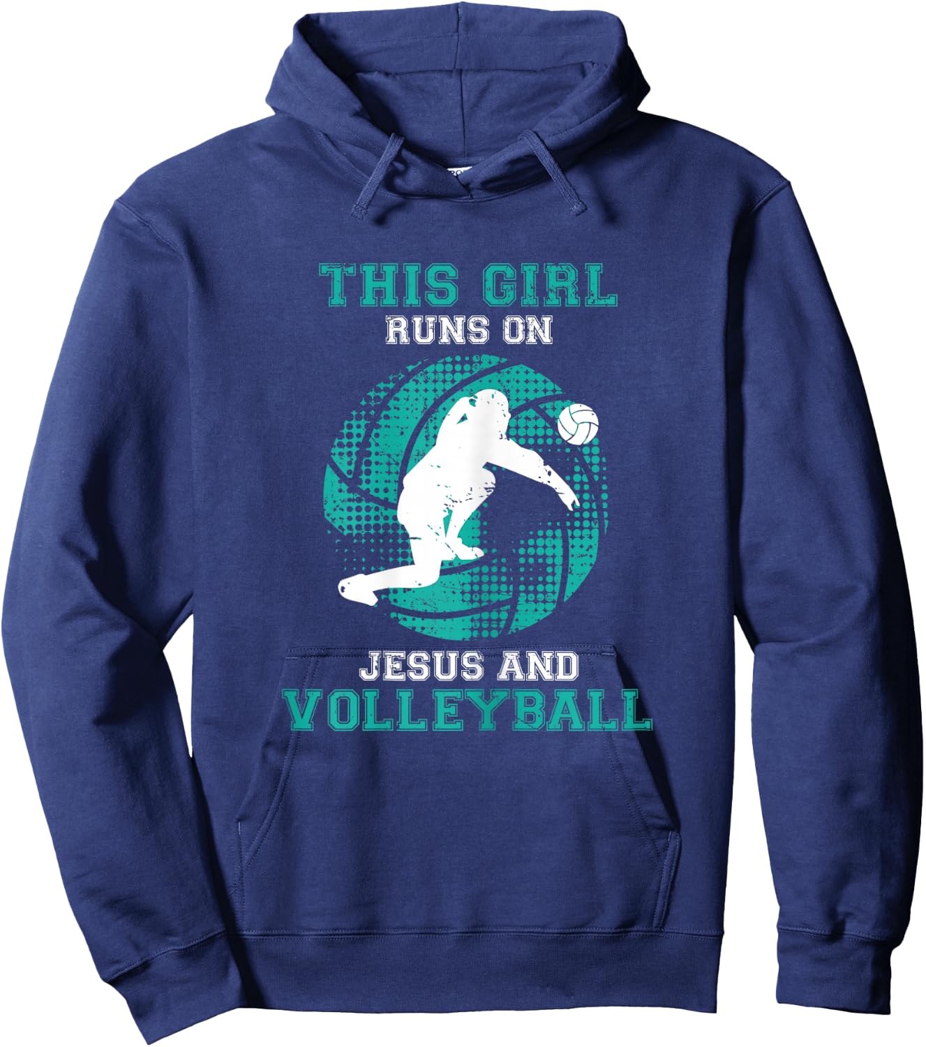 This Girl Runs On Jesus And Volleyball Shirt Teen Cute Gifts Hoodie - Hoodie | Navy