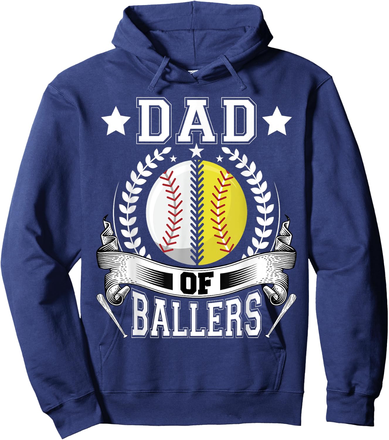 Dad of Ballers Funny Baseball Funny Dad Softball Hoodie - Hoodie | Navy