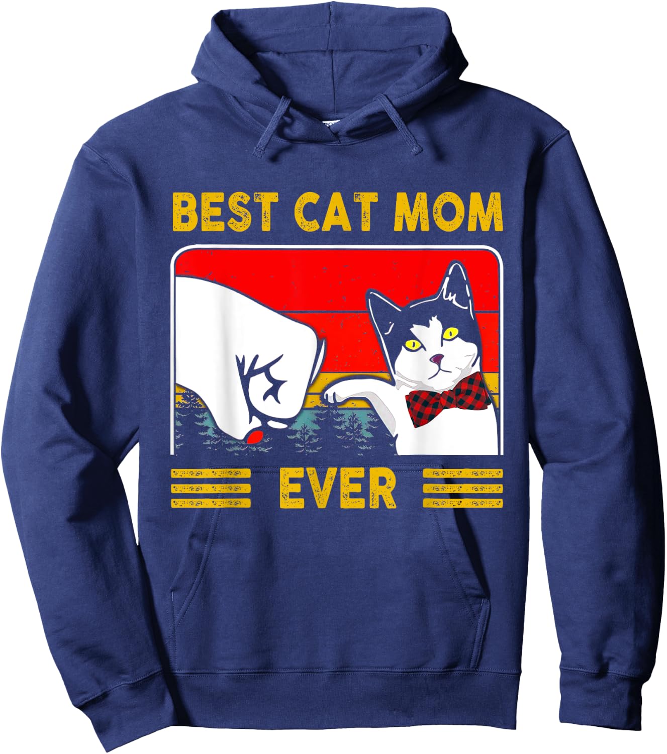 Retro Vintage Best Cat Mom Ever Mother's Day Gifts Hoodie - Hoodie | Navy