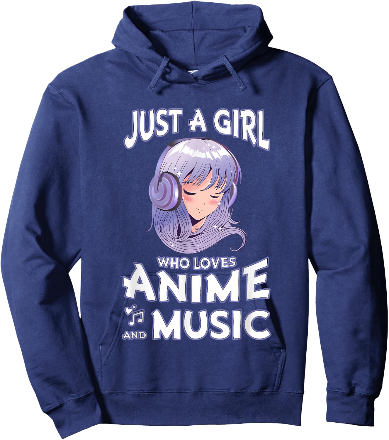 Just A Girl Who Loves Anime and Music Teen Girls Anime Merch Hoodie - Hoodie | Navy