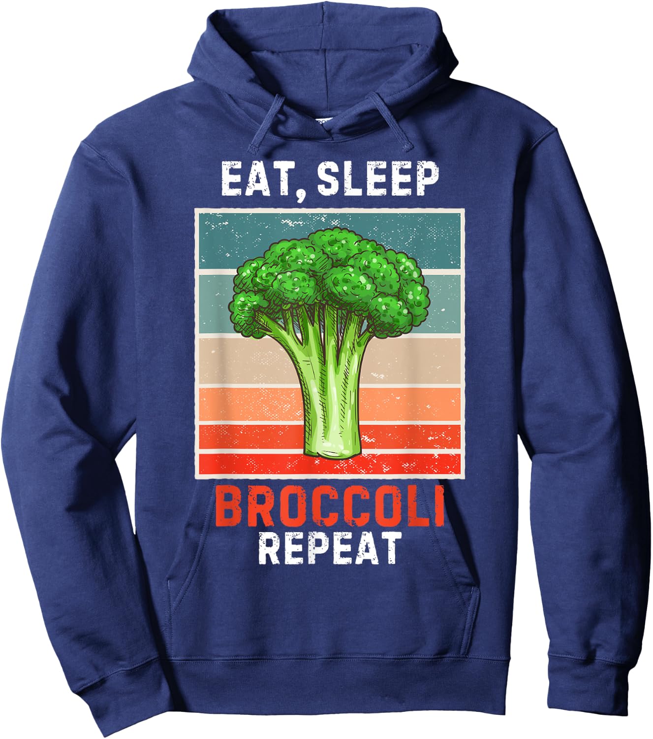 Retro Eat, Sleep Broccoli Repeat Vintage Broccoli Lover Hoodie - Hoodie | Navy
