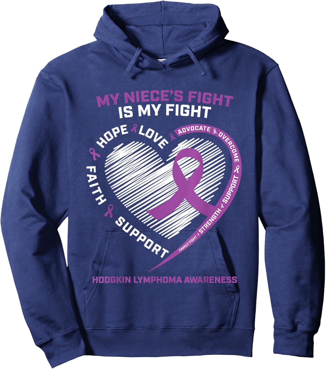 Lymphoma Cancer Shirts Niece Hodgkin's Lymphoma Awareness Hoodie - Hoodie | Navy