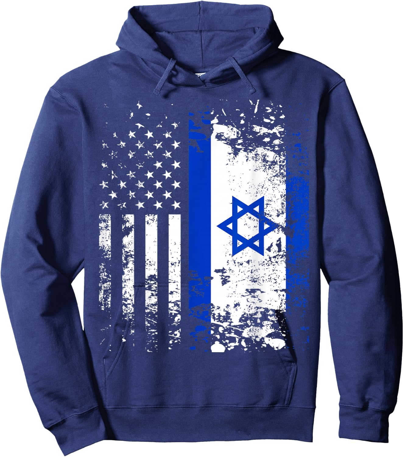 Proud Israeli USA Flag Patriotic Pride American Israel Flag Hoodie - Hoodie | Navy