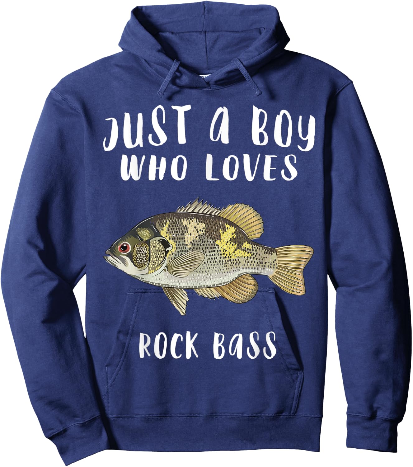 Just A Boy Who Loves Rock Bass Fish Lover Hoodie - Hoodie | Navy