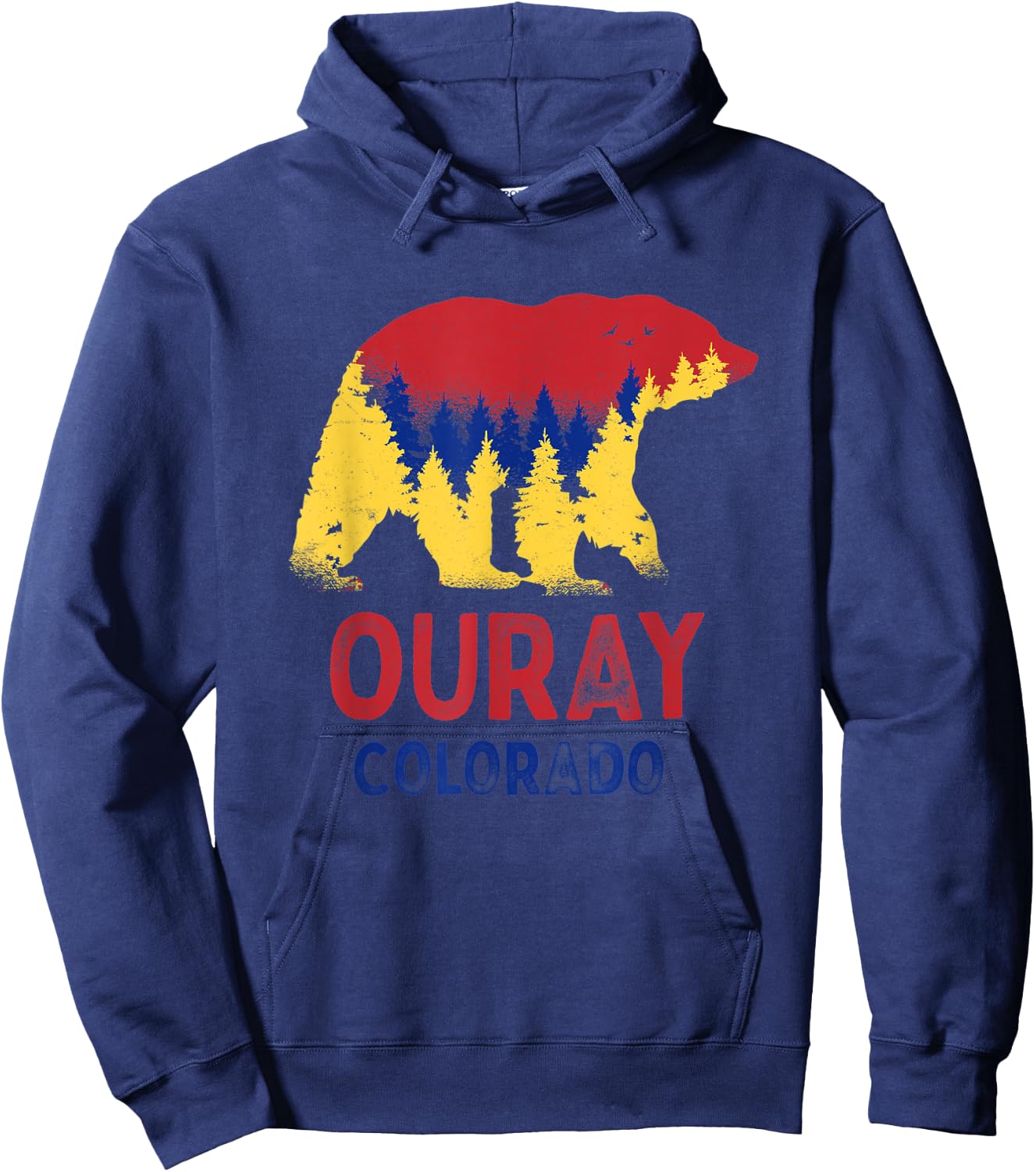 Ouray Colorado Rocky Mountains CO Black Mountain Bear Hoodie - Hoodie | Navy