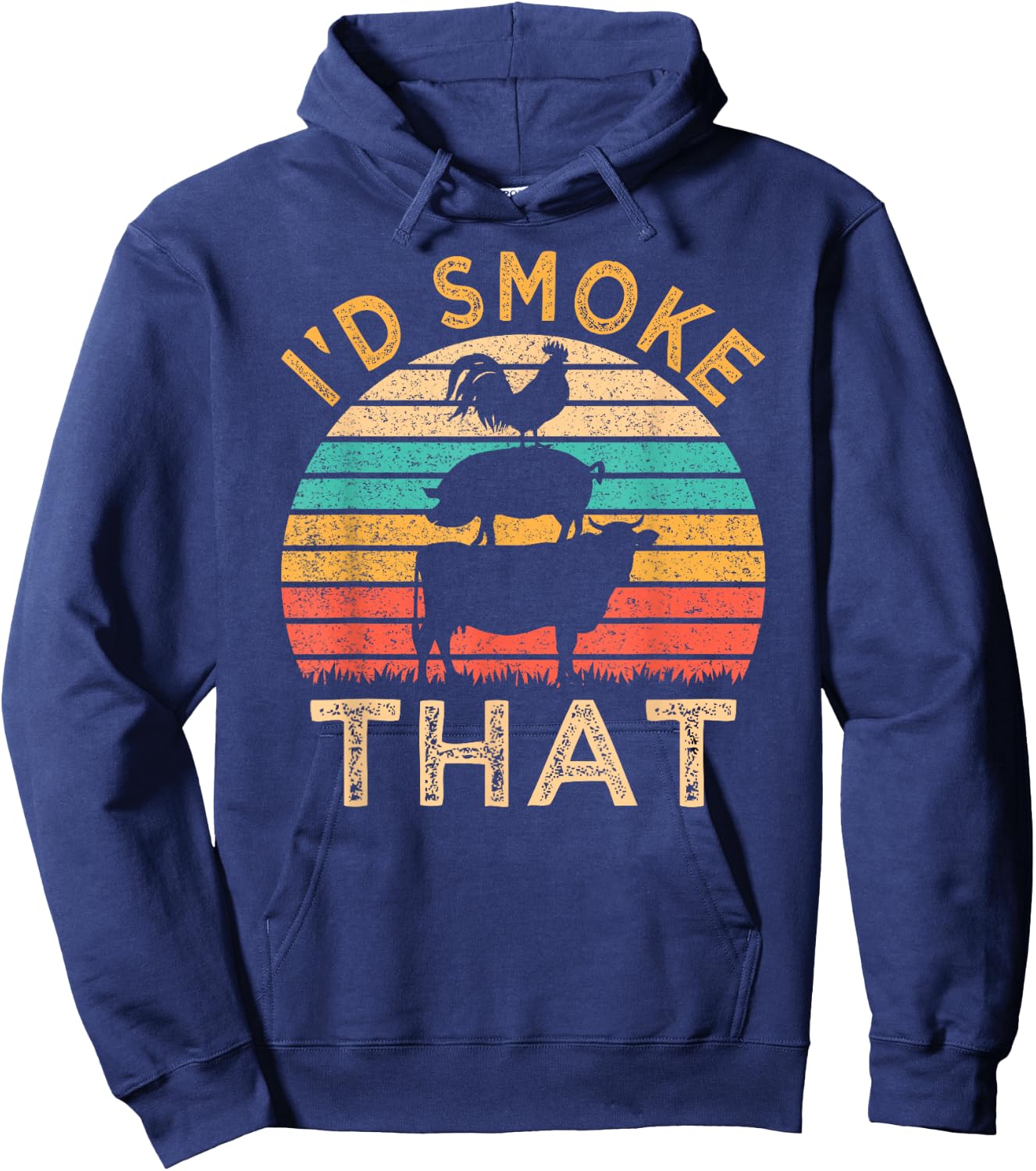 Funny BBQ I'd Smoke That Barbeque Retro Grilling Hoodie - Hoodie | Navy
