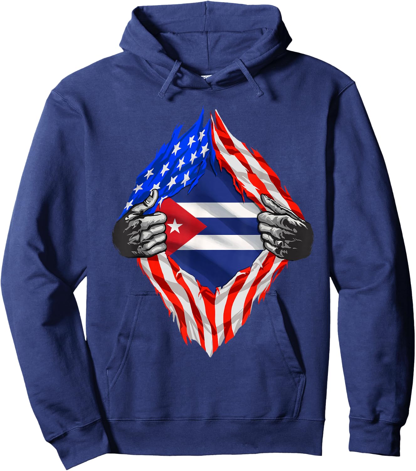 Cuba Shirt American Cuban Flag Hispanic Pride Cubans Roots Hoodie - Hoodie | Navy