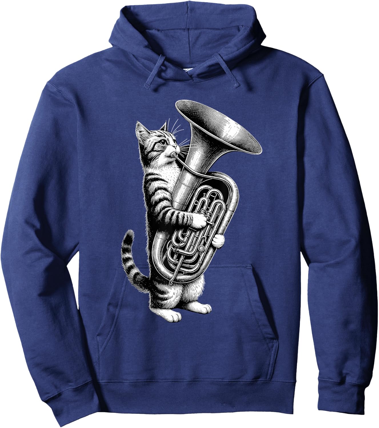 Cat Playing Tuba Marching Band Tuba Player Musician Hoodie - Hoodie | Navy