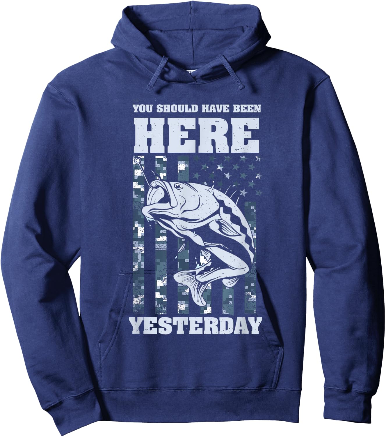 Should have been here Yesterday - Ice Fishing Tip Up Flag Hoodie - Hoodie | Navy