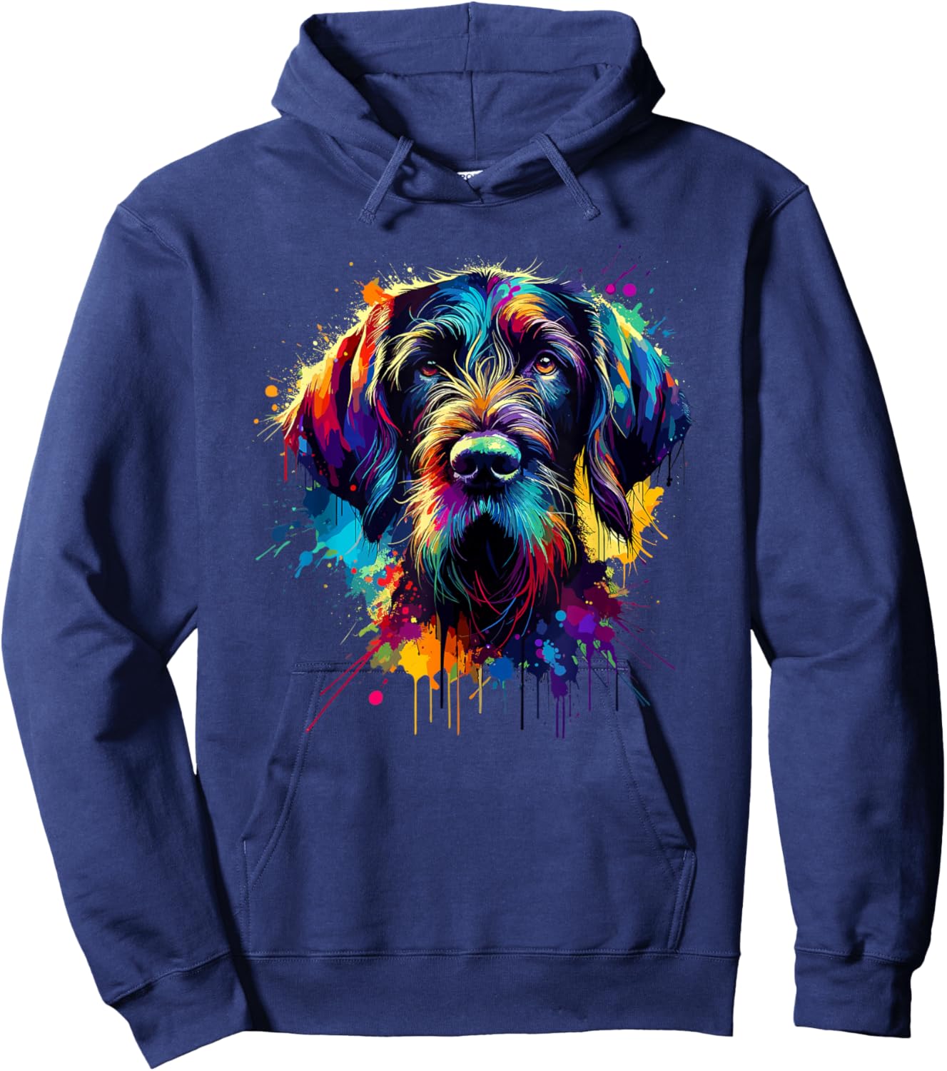 Colorful Splash Art German Wirehaired Pointer Hoodie - Hoodie | Navy
