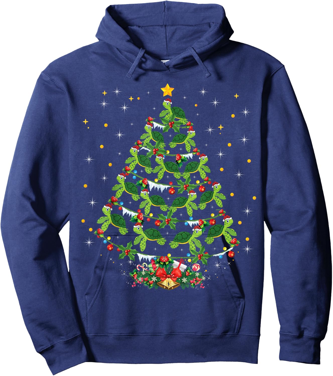 Sea Turtles Lover Xmas Gift Sea Turtle Christmas Tree Hoodie - Hoodie | Navy