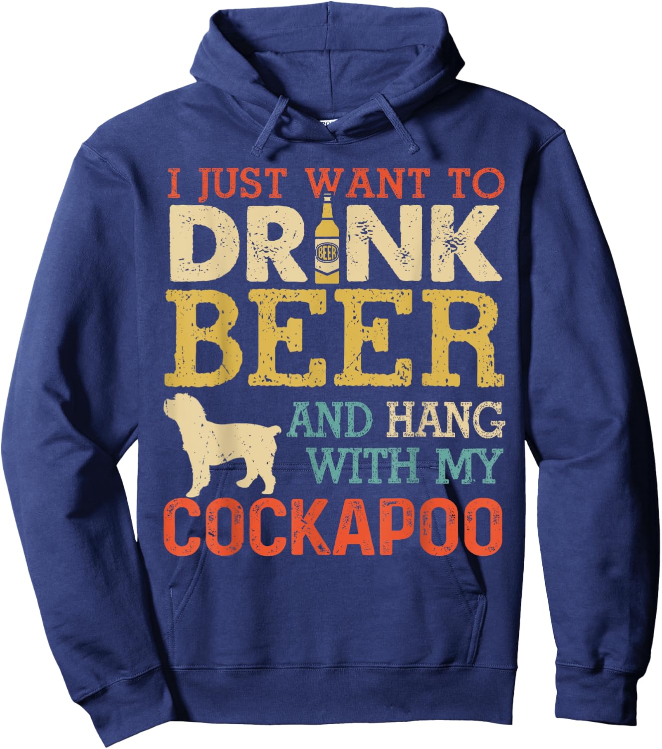 Cockapoo Dad Drink Beer Hang With Dog Funny Men Vintage Hoodie - Hoodie | Navy