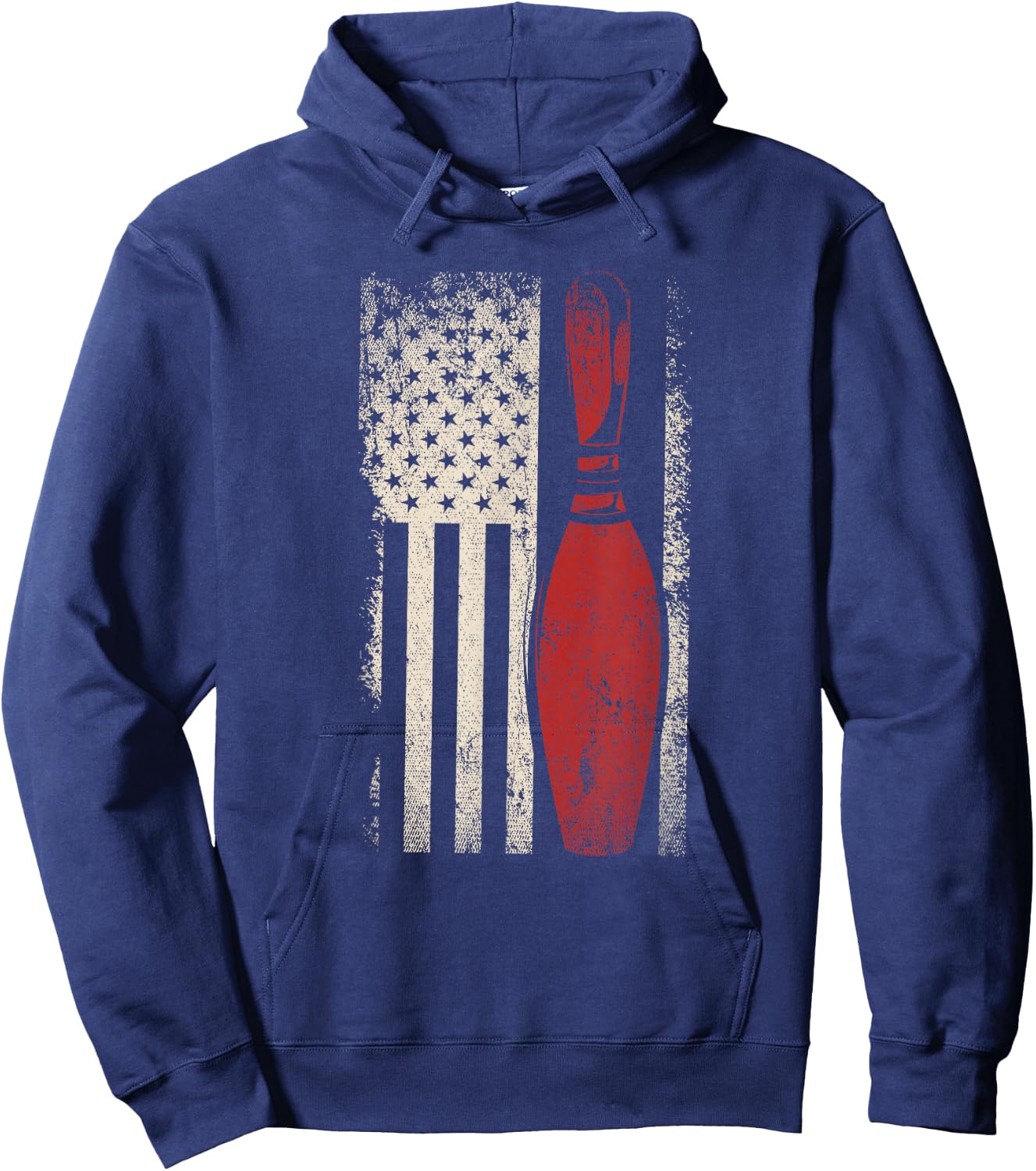 USA Flag Patriotic American Bowler Gift Bowling Pins Bowling Small Hoodie - Hoodie | Navy