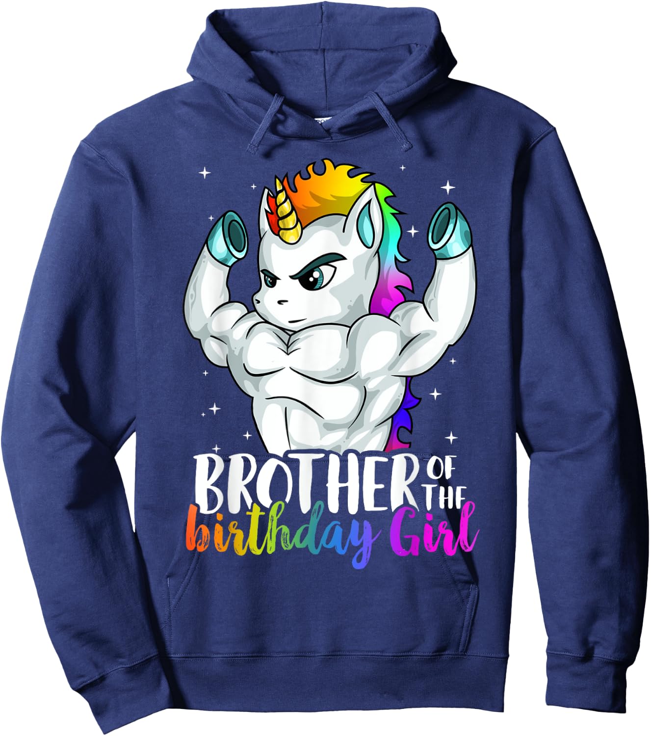 Brother of Birthday Girl Unicorn Boys Son Grandkid Nephew Hoodie - Hoodie | Navy