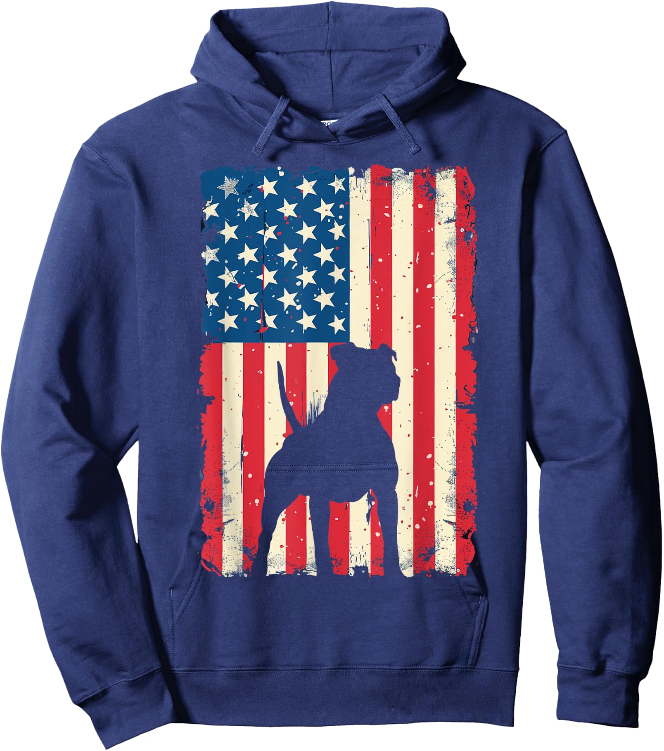 Patriotic Pitbull Dog Lover 4th of July USA American Flag Women Kids Hoodie - Hoodie | Navy