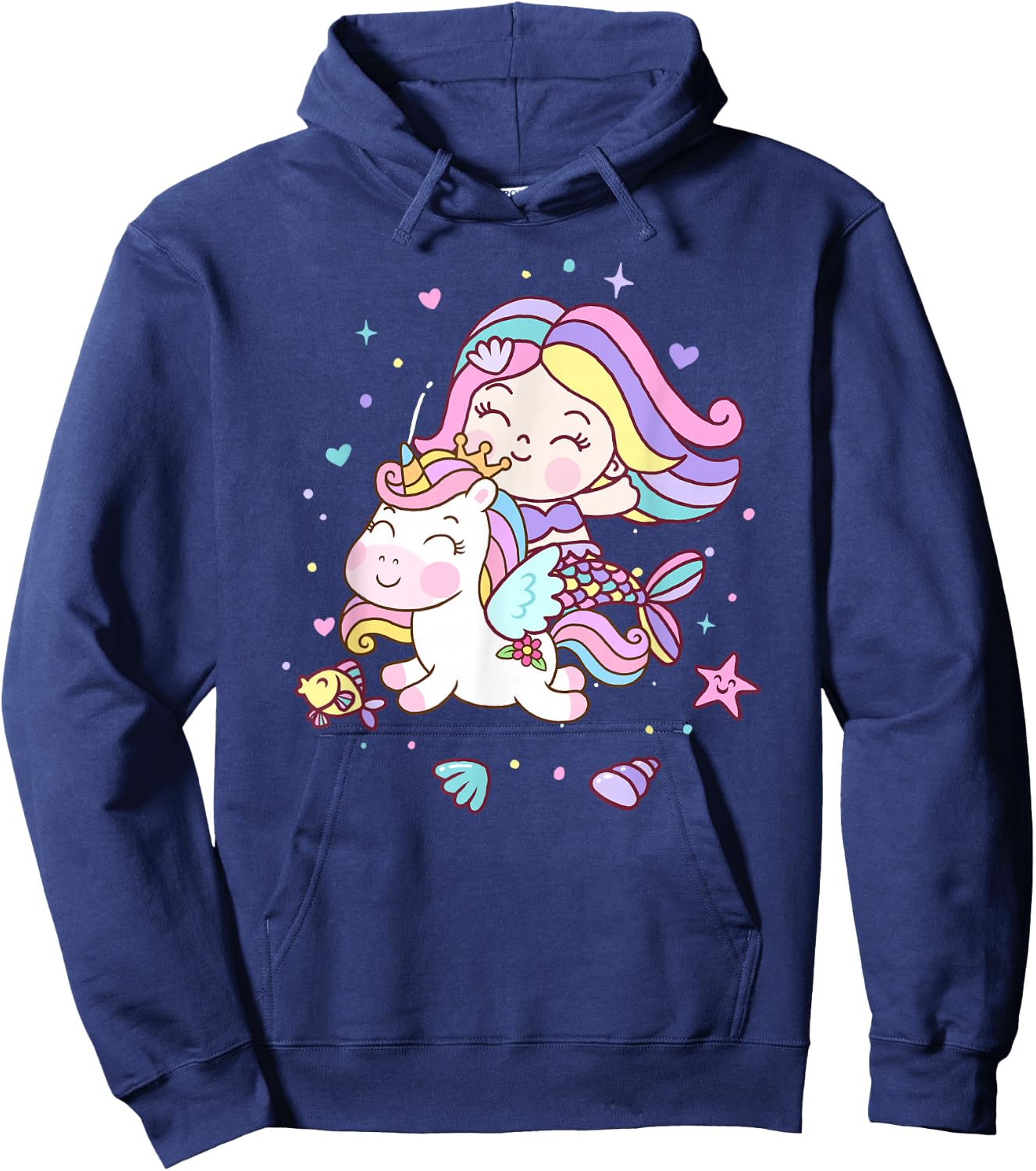 Unicorn kisses Mermaid wishes | Birthday Girl Hoodie - Hoodie | Navy