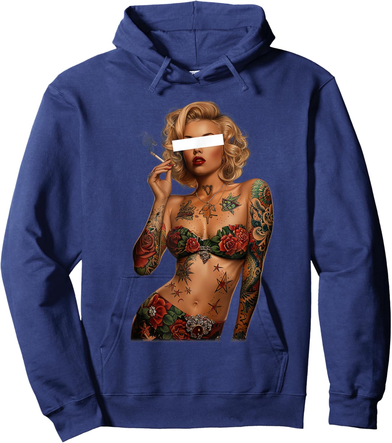 Retro Pinup Sexy Tattoo Girl Hoodie - Hoodie | Navy