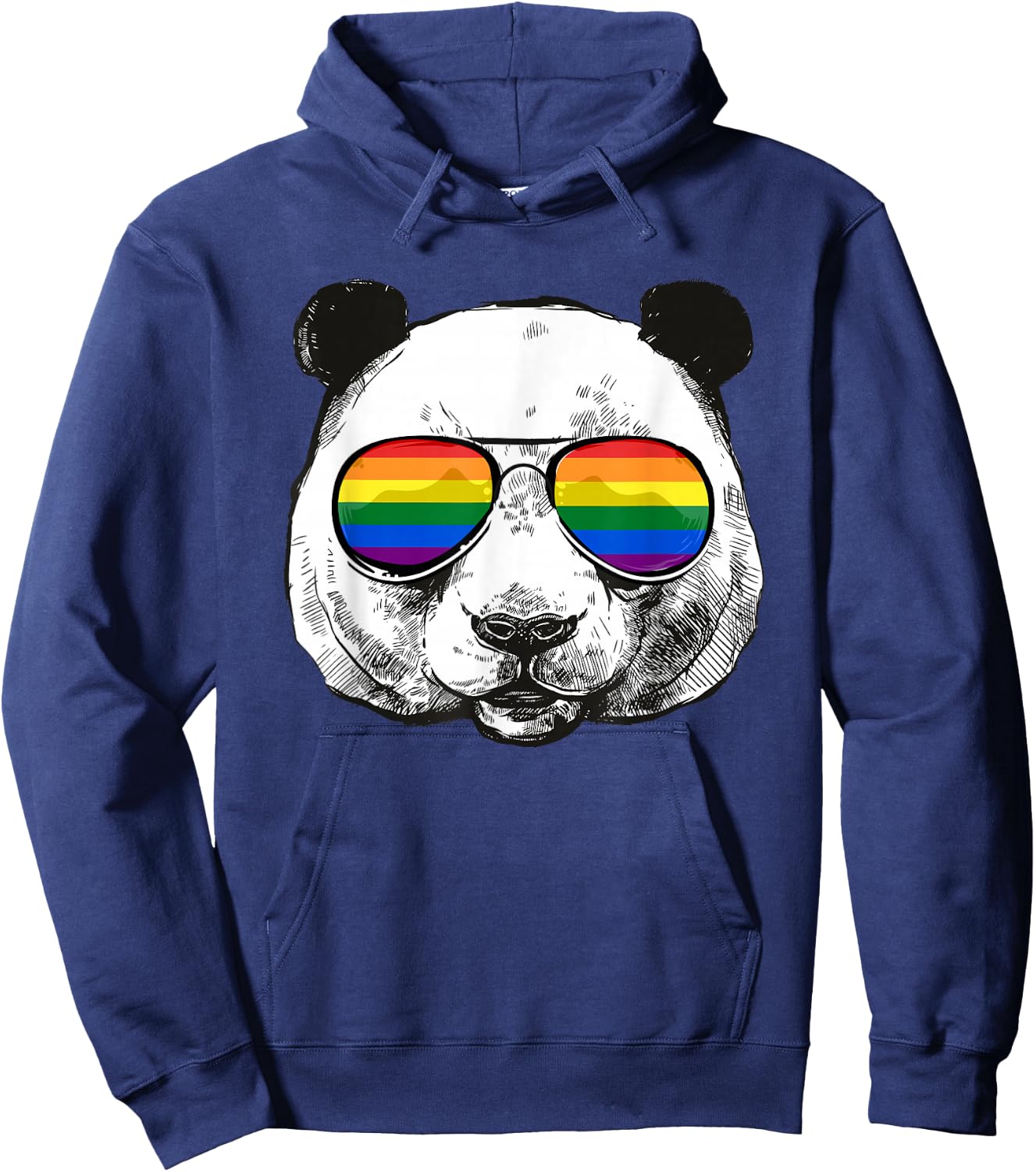 Panda Gay Pride Flag Sunglasses LGBTQ Animal Hoodie - Hoodie | Navy