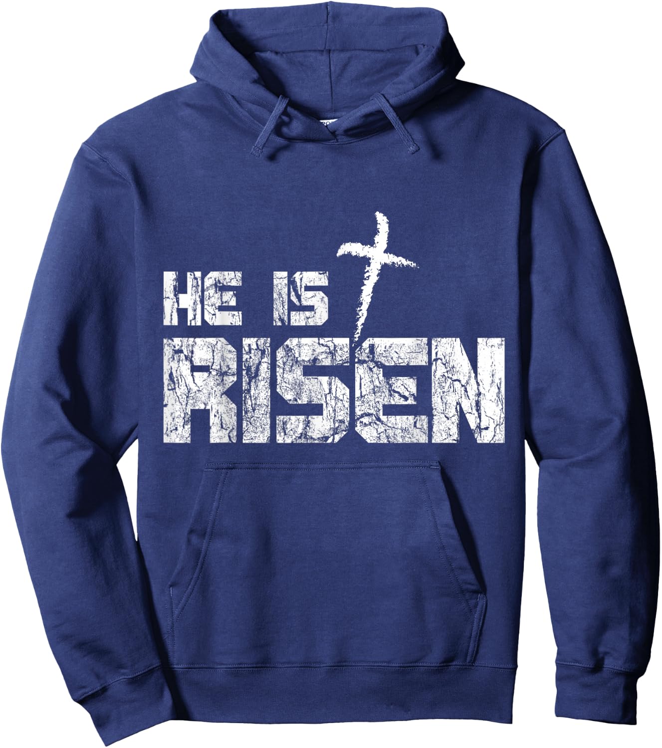 He is Risen Vintage Distressed Hoodie - Hoodie | Navy